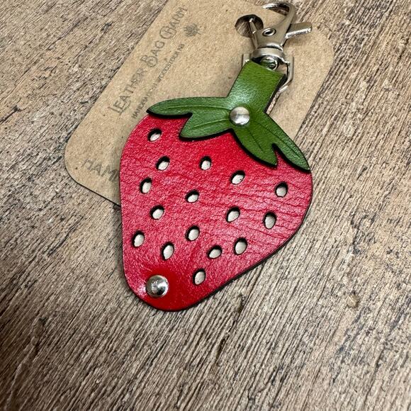 Leather Purse Charm  Strawberry Bag Charm Genuine Leather Crossbody Charm NEW - Picture 4 of 6